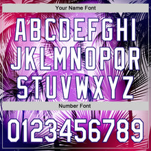 Загрузить изображение в средство просмотра галереи, Custom Purple White-Dark Purple 3D Pattern Design Gradient Miami Cityscape Hawaii Tropical Palm Tree Authentic Baseball Jersey