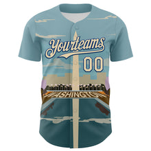 Загрузить изображение в средство просмотра галереи, Custom Blue Cream-Royal 3D Pattern Design Washington Cityscape Skyline Authentic Baseball Jersey