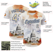 Загрузить изображение в средство просмотра галереи, Custom White Cream-Royal 3D Pattern Design Washington Cityscape United States Capitol Authentic Baseball Jersey