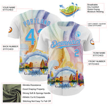 Загрузить изображение в средство просмотра галереи, Custom White Sky Blue-Light Pink 3D Pattern Design Orlando Cityscape Skyline Authentic Baseball Jersey