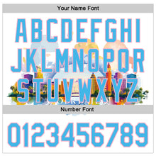 Загрузить изображение в средство просмотра галереи, Custom White Sky Blue-Light Pink 3D Pattern Design Orlando Cityscape Skyline Authentic Baseball Jersey