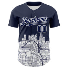 Загрузить изображение в средство просмотра галереи, Custom Navy White 3D Pattern Design Atlanta Cityscape Urban Map Authentic Baseball Jersey