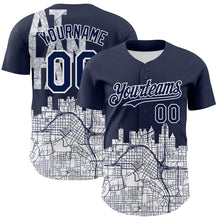 Загрузить изображение в средство просмотра галереи, Custom Navy White 3D Pattern Design Atlanta Cityscape Urban Map Authentic Baseball Jersey