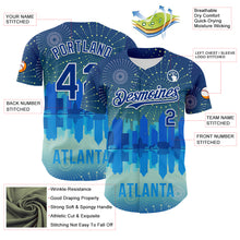 Загрузить изображение в средство просмотра галереи, Custom Blue Royal-White 3D Pattern Design Atlanta Cityscape Fireworks Authentic Baseball Jersey