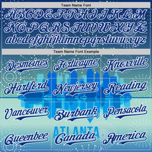 Загрузить изображение в средство просмотра галереи, Custom Blue Royal-White 3D Pattern Design Atlanta Cityscape Fireworks Authentic Baseball Jersey