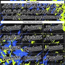 Load image into Gallery viewer, Custom Black Royal Neon Green-White 3D Pattern Design Splash Authentic Baseball Jersey