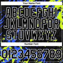 Load image into Gallery viewer, Custom Black Royal Neon Green-White 3D Pattern Design Splash Authentic Baseball Jersey