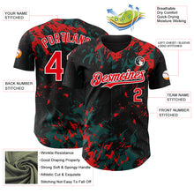 Charger l'image dans la galerie, Custom Black Fire Red Midnight Green-White 3D Pattern Design Splash Authentic Baseball Jersey