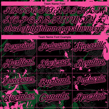 Load image into Gallery viewer, Custom Black Green-Pink 3D Pattern Design Splash Authentic Baseball Jersey