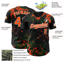 Load image into Gallery viewer, Custom Black Orange Green-White 3D Pattern Design Splash Authentic Baseball Jersey