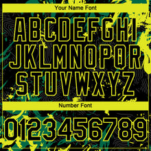 Charger l'image dans la galerie, Custom Black Kelly Green-Neon Yellow 3D Pattern Design Splash Authentic Baseball Jersey