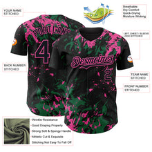 Charger l'image dans la galerie, Custom Black Kelly Green-Pink 3D Pattern Design Splash Authentic Baseball Jersey