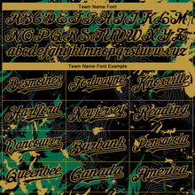 Charger l'image dans la galerie, Custom Black Kelly Green-Old Gold 3D Pattern Design Splash Authentic Baseball Jersey