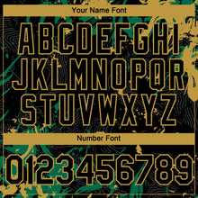 Charger l'image dans la galerie, Custom Black Kelly Green-Old Gold 3D Pattern Design Splash Authentic Baseball Jersey