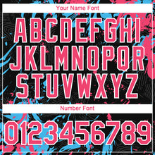 Charger l'image dans la galerie, Custom Black Neon Pink Sky Blue-White 3D Pattern Design Splash Authentic Baseball Jersey