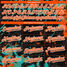 Load image into Gallery viewer, Custom Black Orange Aqua-White 3D Pattern Design Splash Authentic Baseball Jersey