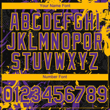 Charger l'image dans la galerie, Custom Black Purple-Gold 3D Pattern Design Splash Authentic Baseball Jersey