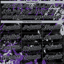 Load image into Gallery viewer, Custom Black Purple-Gray 3D Pattern Design Splash Authentic Baseball Jersey