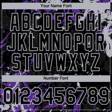 Load image into Gallery viewer, Custom Black Purple-Gray 3D Pattern Design Splash Authentic Baseball Jersey
