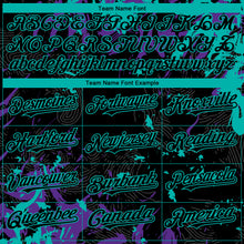 Load image into Gallery viewer, Custom Black Purple-Aqua 3D Pattern Design Splash Authentic Baseball Jersey