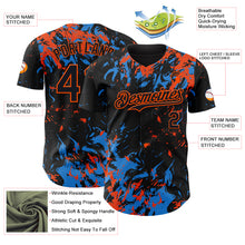 Charger l'image dans la galerie, Custom Black Electric Blue-Orange 3D Pattern Design Splash Authentic Baseball Jersey