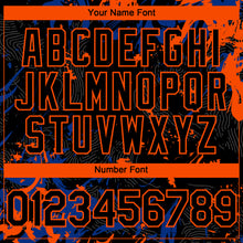 Load image into Gallery viewer, Custom Black Royal-Orange 3D Pattern Design Splash Authentic Baseball Jersey