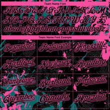 Load image into Gallery viewer, Custom Black Teal-Pink 3D Pattern Design Splash Authentic Baseball Jersey