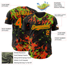 Charger l'image dans la galerie, Custom Black Orange-Neon Green 3D Pattern Design Splash Authentic Baseball Jersey