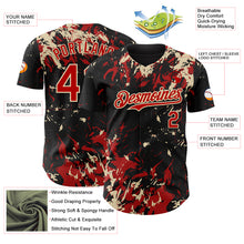 Загрузить изображение в средство просмотра галереи, Custom Black Red-Cream 3D Pattern Design Splash Authentic Baseball Jersey