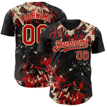 Загрузить изображение в средство просмотра галереи, Custom Black Red-Cream 3D Pattern Design Splash Authentic Baseball Jersey