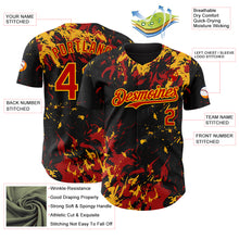 Загрузить изображение в средство просмотра галереи, Custom Black Red-Gold 3D Pattern Design Splash Authentic Baseball Jersey