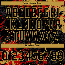 Charger l'image dans la galerie, Custom Black Red-Old Gold 3D Pattern Design Splash Authentic Baseball Jersey