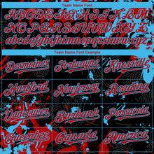 Загрузить изображение в средство просмотра галереи, Custom Black Red-Sky Blue 3D Pattern Design Splash Authentic Baseball Jersey