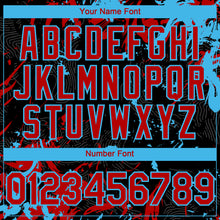 Загрузить изображение в средство просмотра галереи, Custom Black Red-Sky Blue 3D Pattern Design Splash Authentic Baseball Jersey