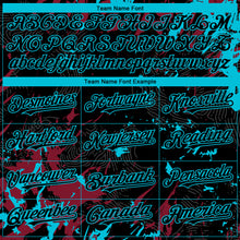 Charger l'image dans la galerie, Custom Black Crimson-Lakes Blue 3D Pattern Design Splash Authentic Baseball Jersey