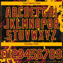 Charger l'image dans la galerie, Custom Black Crimson-Gold 3D Pattern Design Splash Authentic Baseball Jersey