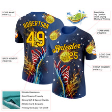 Загрузить изображение в средство просмотра галереи, Custom Blue Yellow-Brown 3D Pickleball Balls American Flag Meteor Performance T-Shirt