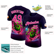 Загрузить изображение в средство просмотра галереи, Custom Blue Hot Pink-White 3D Funny Pickleball Paddles Balls Lighting Performance T-Shirt