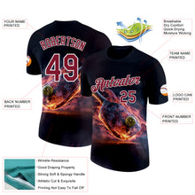 Загрузить изображение в средство просмотра галереи, Custom Navy Crimson-White 3D Flame Pickleball Paddles Balls Performance T-Shirt