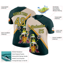 Загрузить изображение в средство просмотра галереи, Custom Green Old Gold-Cream 3D Funny Pickleball Paddles Balls Beer Performance T-Shirt