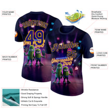 Загрузить изображение в средство просмотра галереи, Custom Purple Dark Purple-Yellow 3D Funny Pickleball Paddles Balls Performance T-Shirt