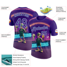 Загрузить изображение в средство просмотра галереи, Custom Purple Ice Blue 3D Funny Pickleball Paddles Balls Skeleton Performance T-Shirt
