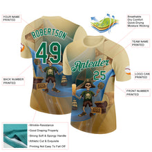 Load image into Gallery viewer, Custom Cream Kelly Green-White 3D Funny Pickleball Paddles Pirate Skeleton Performance T-Shirt