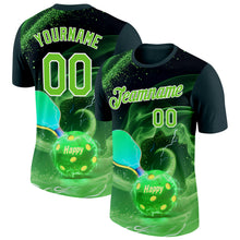 Загрузить изображение в средство просмотра галереи, Custom Green Aurora Green-White 3D Charged Happy Pickleball Paddles Balls Performance T-Shirt