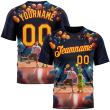 Загрузить изображение в средство просмотра галереи, Custom Navy Yellow-Red 3D Happy Family Pickleball Paddles Balls Performance T-Shirt