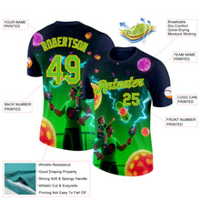 Загрузить изображение в средство просмотра галереи, Custom Blue Aurora Green-Yellow 3D Charged Happy Family Pickleball Paddles Balls Performance T-Shirt