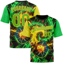Загрузить изображение в средство просмотра галереи, Custom Blue Aurora Green-Yellow 3D Charged Pickleball Paddles Balls Performance T-Shirt