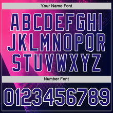 Load image into Gallery viewer, Custom Navy Dark Purple Pink-White 3D Pattern Design Gradient Neon Sportswear Performance T-Shirt