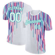 Charger l'image dans la galerie, Custom White Aqua 3D Pattern Design Stripe Sportswear Performance T-Shirt