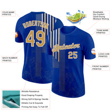 Load image into Gallery viewer, Custom Blue Old Gold-White 3D Pattern Design Brazil Stripe Sportswear Performance T-Shirt
